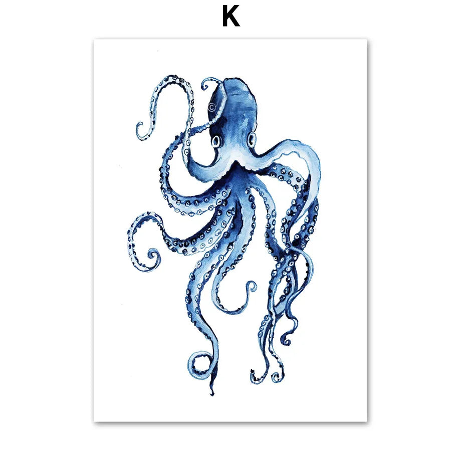 Ocean Animals Canvas Wall Art Print – Kids Room Decor