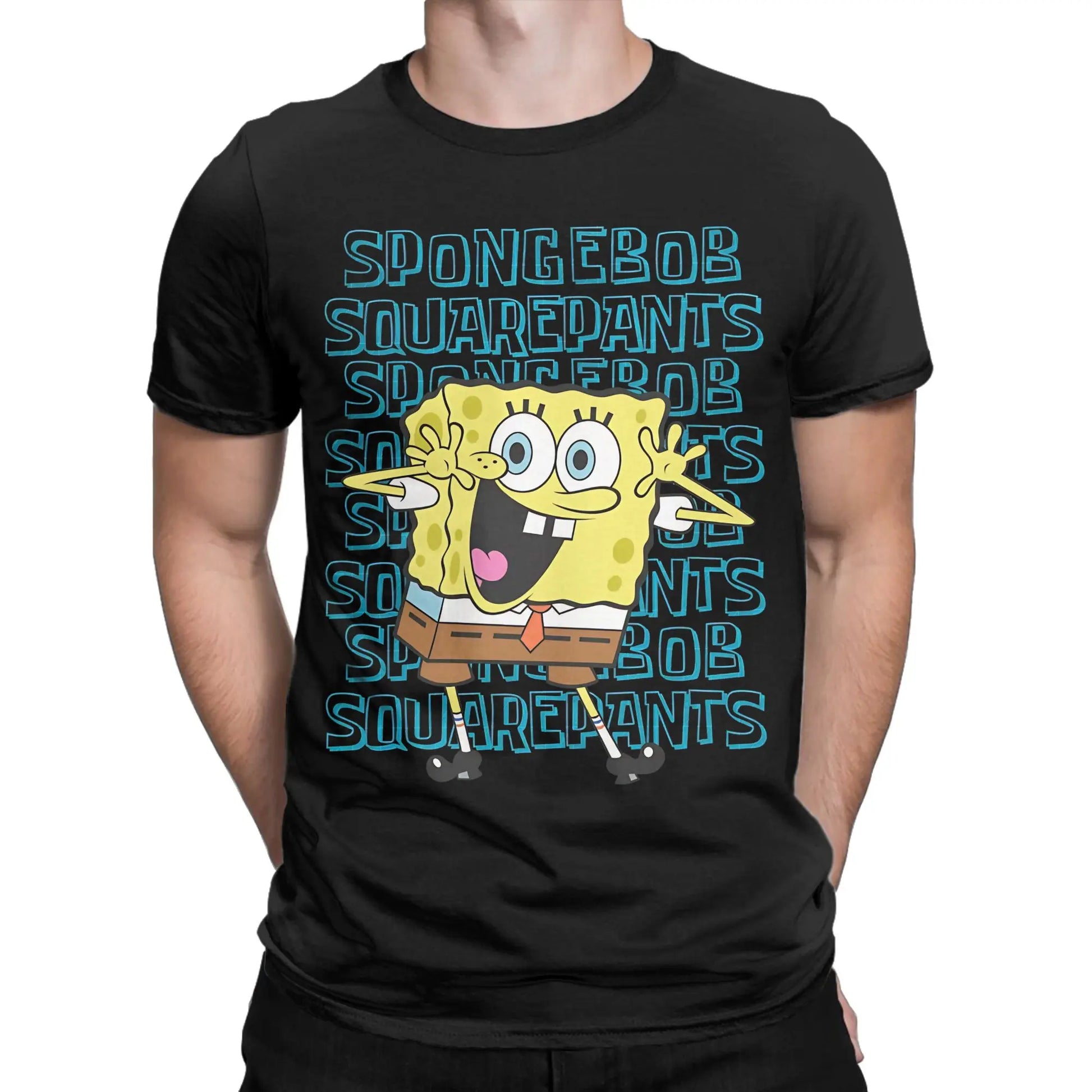 Fun S-Spongebobs T-Shirts Men Crew Neck Pure Cotton T Shirt Short Sleeve Tee Shirt Printed Clothing Peaceful Pleasures Health and Wellness