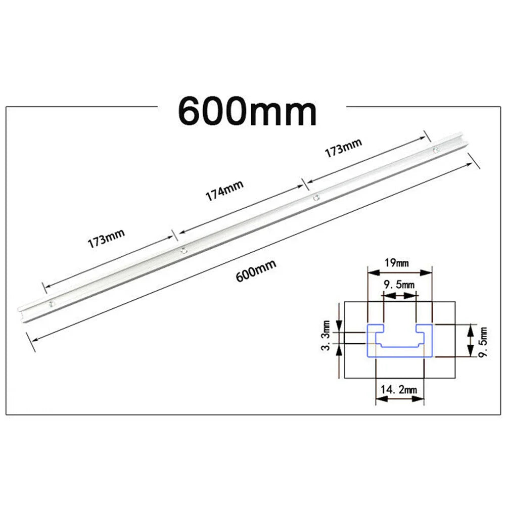 Aluminum T-Slot Track Rail 300–600mm | Woodworking Miter Jig