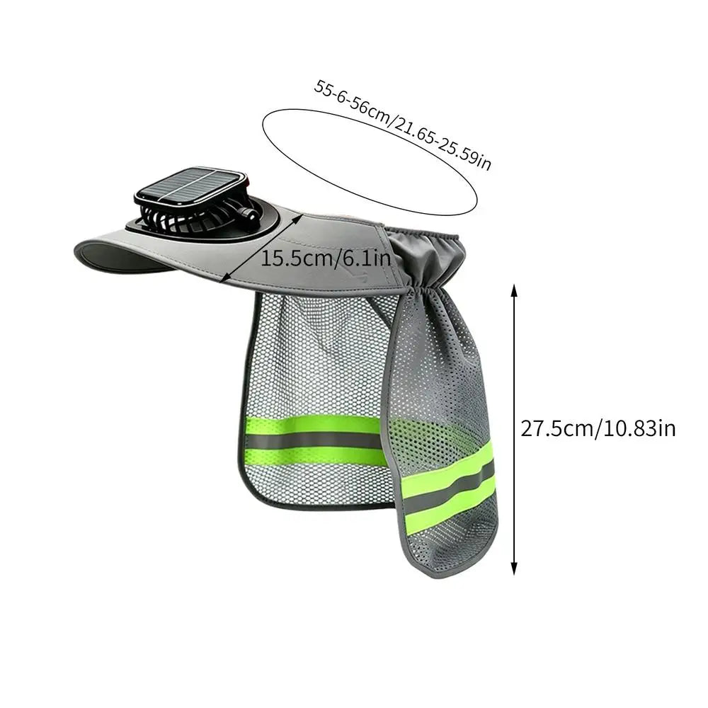Solar Fan Hard Hat Sun Visor Wide Brim Helmet Cap With Cooling Fan Solar Powered Ventilated Safety Helmet For Construction Peaceful Pleasures Health and Wellness White