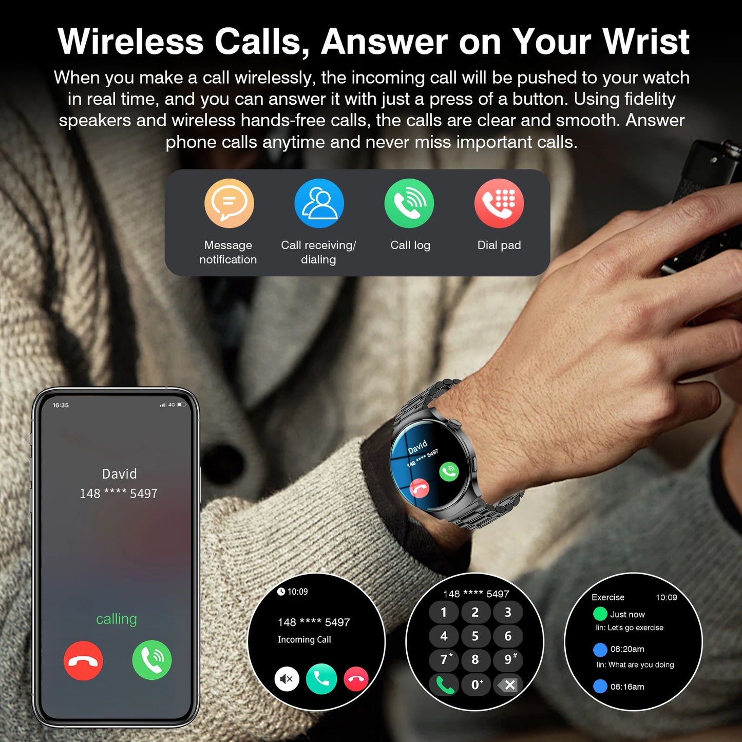 LOMAXFR HD Touchscreen Smartwatch – Calling, Music & Sport