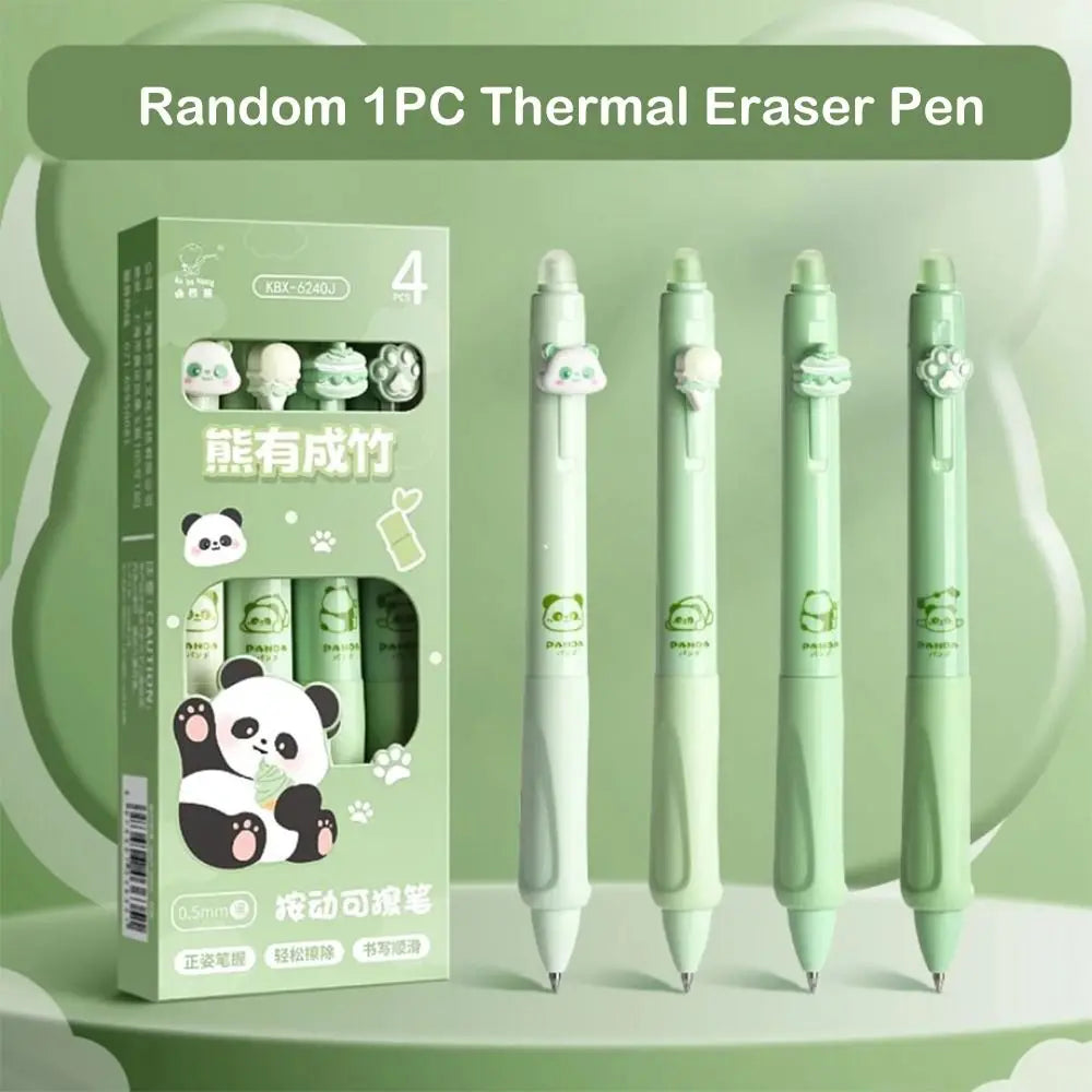 Kawaii Aesthetic 1PC Thermal Eraser Pen Cartoon Black Blue Ink Erasable Gel Pen INS Cute 0.5mm Neutral Pen Student Peaceful Pleasures Health and Wellness A-Black Ink-