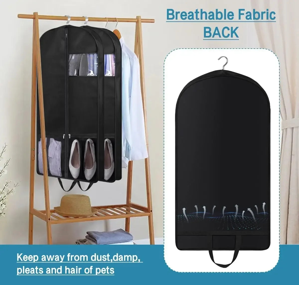 43" Gusseted Mesh Hanging Garment Bags, 3-Pack Peaceful Pleasures Health and Wellness