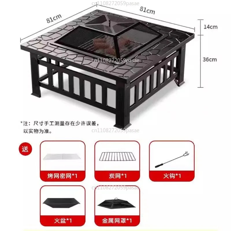 Outdoor Square BBQ & Tea Stove Full Set | Stainless Steel