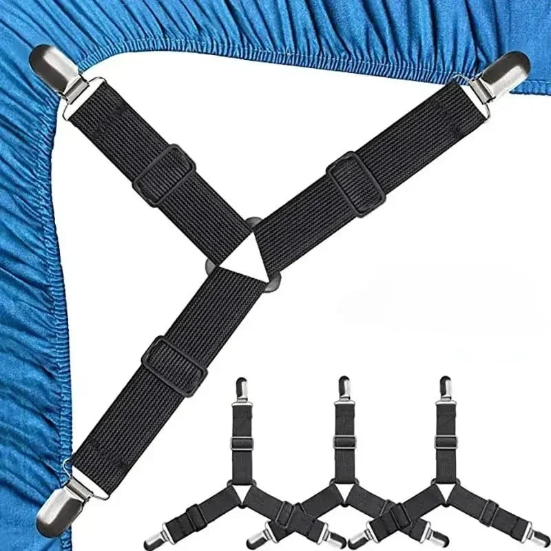 4-Pack Triangular Bed Sheet Fasteners & Adjustable Mattress Clips