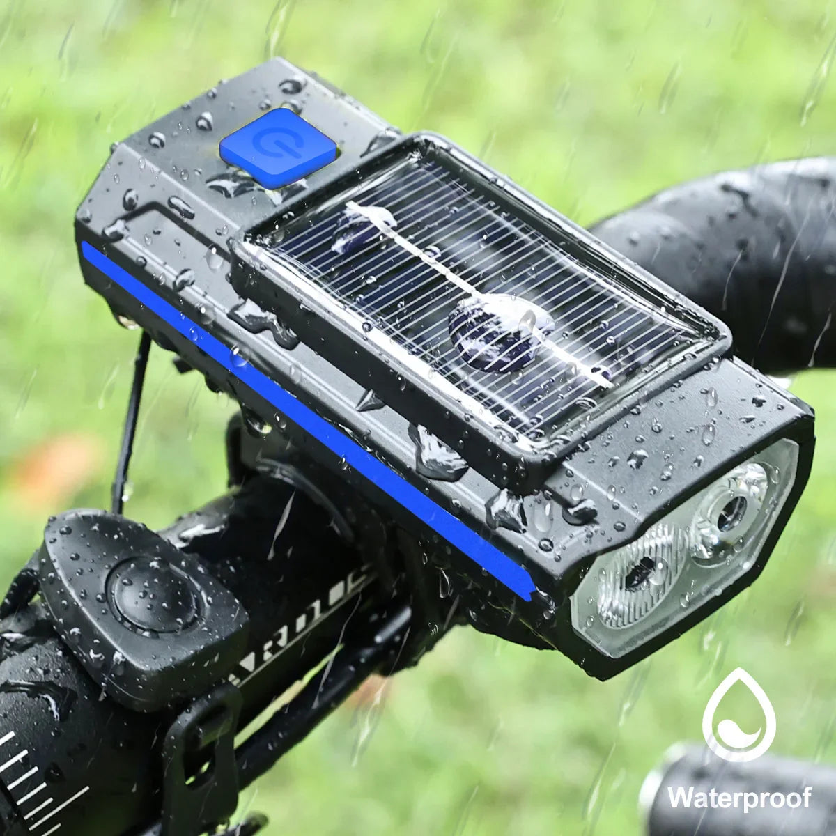 Solar Bike Light with Horn 120dB | USB-C Fast Charge | MTB & Road