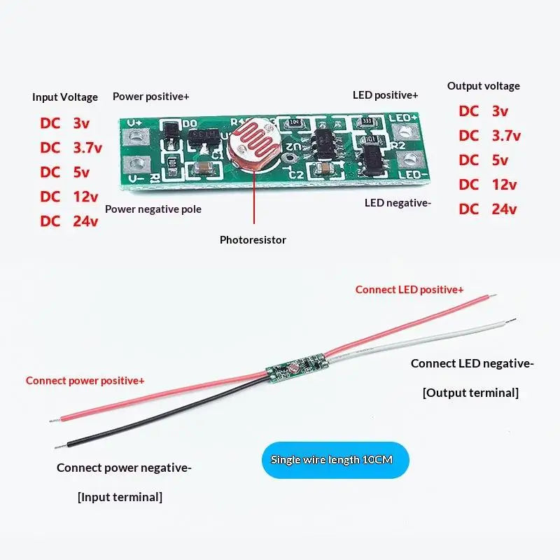 New 8mm Mini Light Sensor Switch Automatically On Light Switch Sensor Photocell Street Lights Switch DC 3V 3.7 V 5V 12V 24V Peaceful Pleasures Health and Wellness