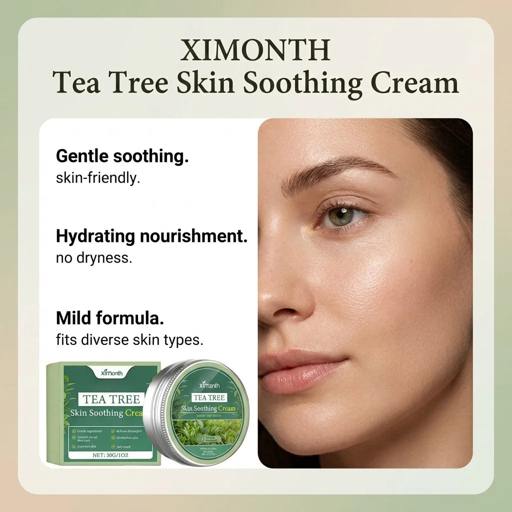 Tea Tree Soothing Cream Hydrating Stabilizing Repair Barrier Protection Brightening Shrink Pores Smooth Refreshing Moisturizer Peaceful Pleasures Health and Wellness