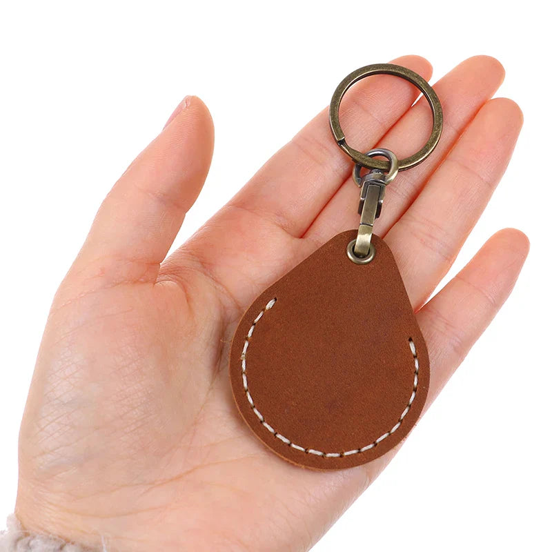 Vintage Leather Key Case – Access Card Holder & Key Fob Ring