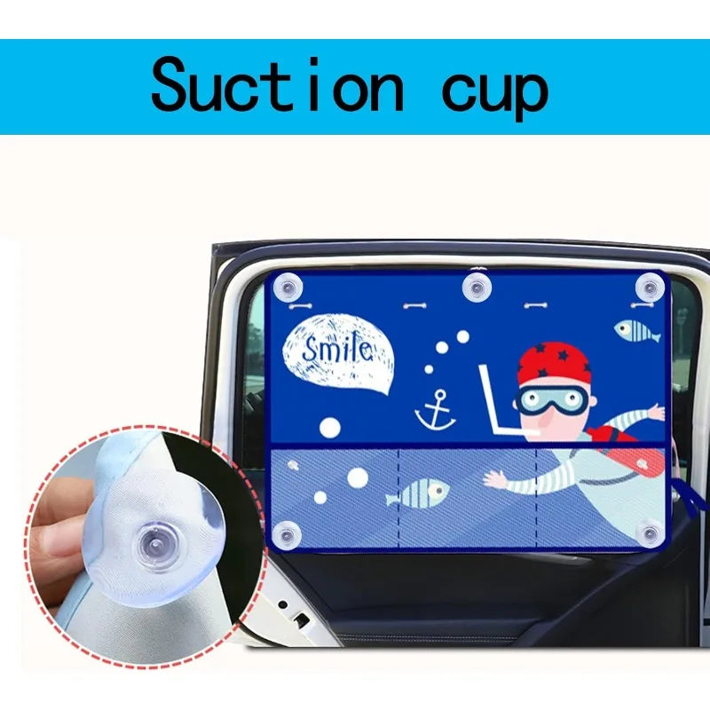 Car Window Sun Shade Curtain | Dinosaur Cartoon | Car & SUV