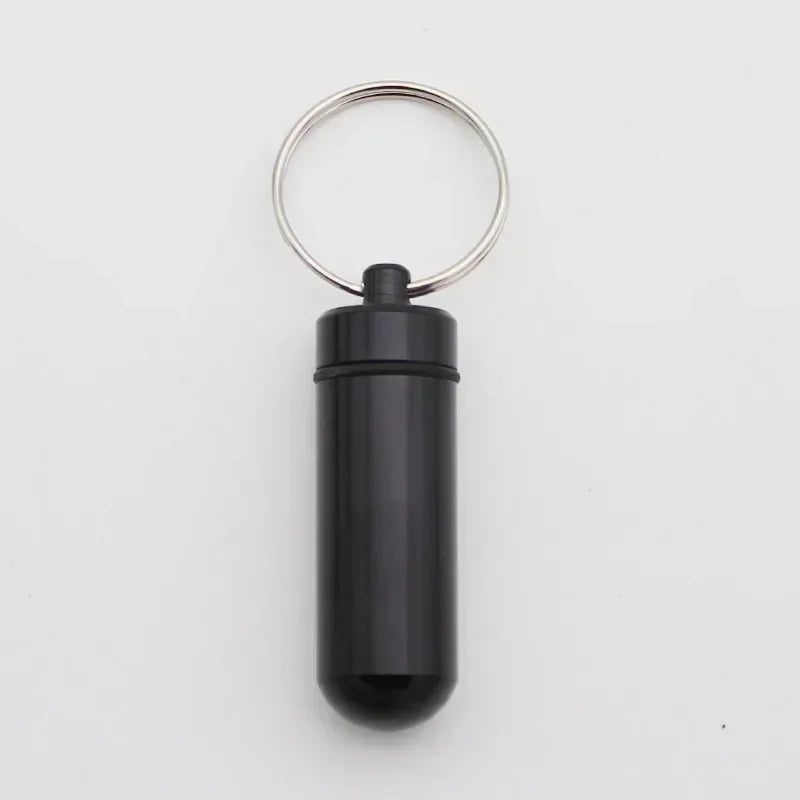 6pcs New High Quality Portable Mini Waterproof Aluminum Bottle Case Holder Keychain Tablet Storage Box Blue Peaceful Pleasures Health and Wellness black