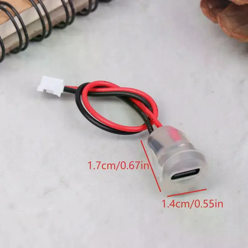 USB Type-C Female Socket 3A 5V LED Water-Resistant Pigtail USB-C Charging Socket Peaceful Pleasures Health and Wellness
