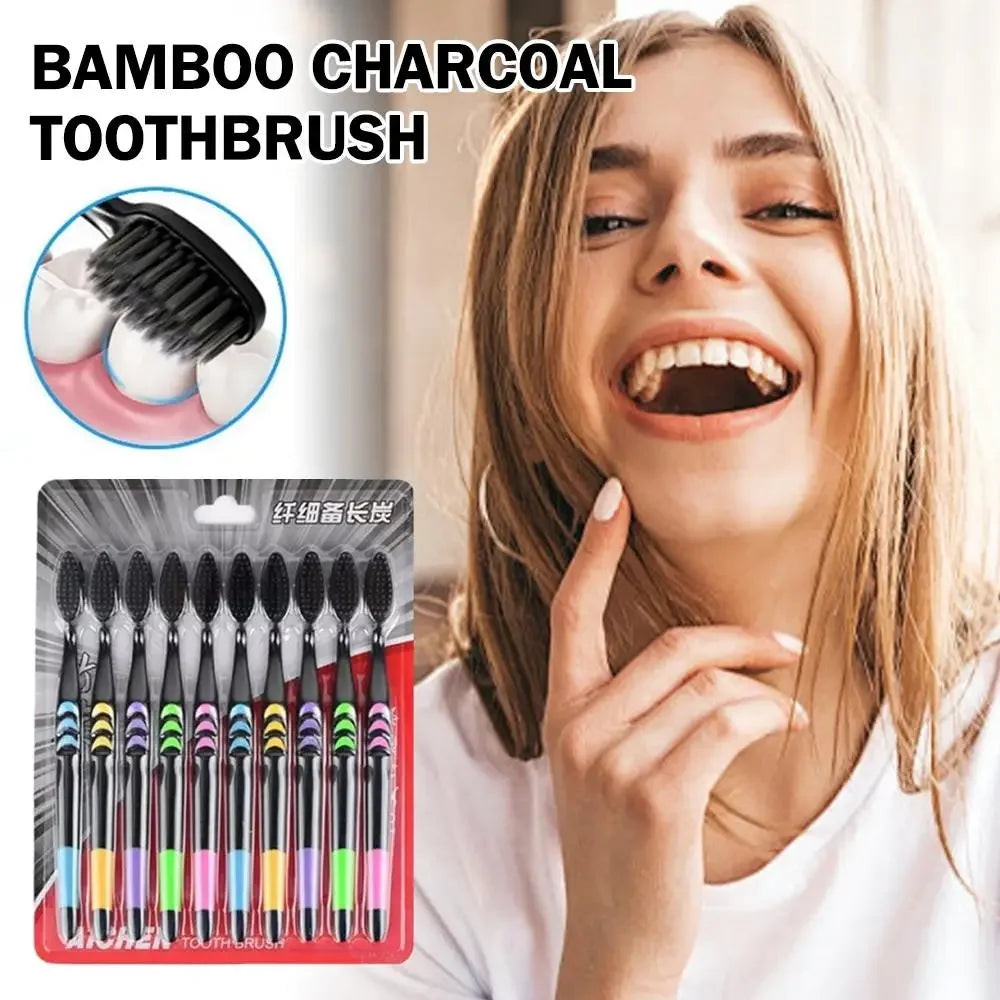 Black Charcoal Ultra Soft Toothbrushes – 10-Pack Peaceful Pleasures Health and Wellness