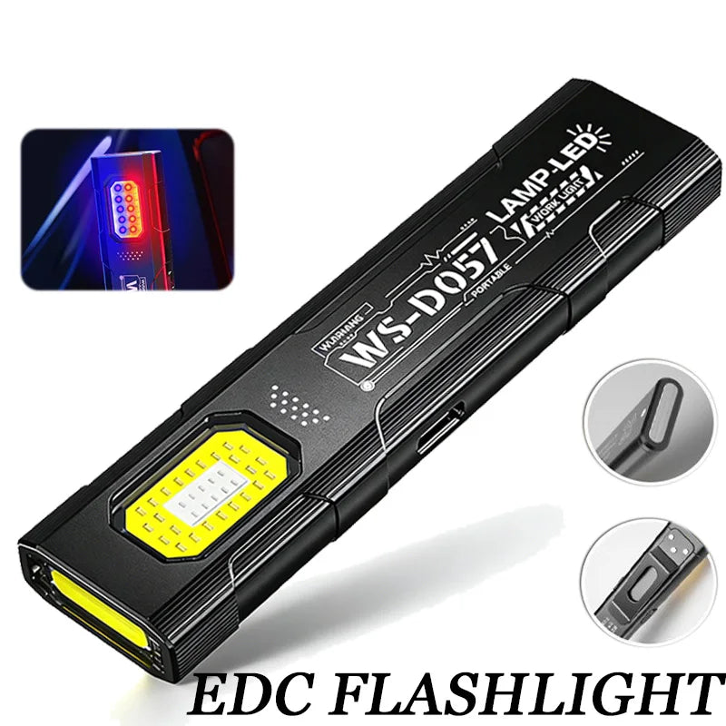 Mini COB LED Flashlight USB-C Rechargeable Magnetic Clip Pocket Lamp