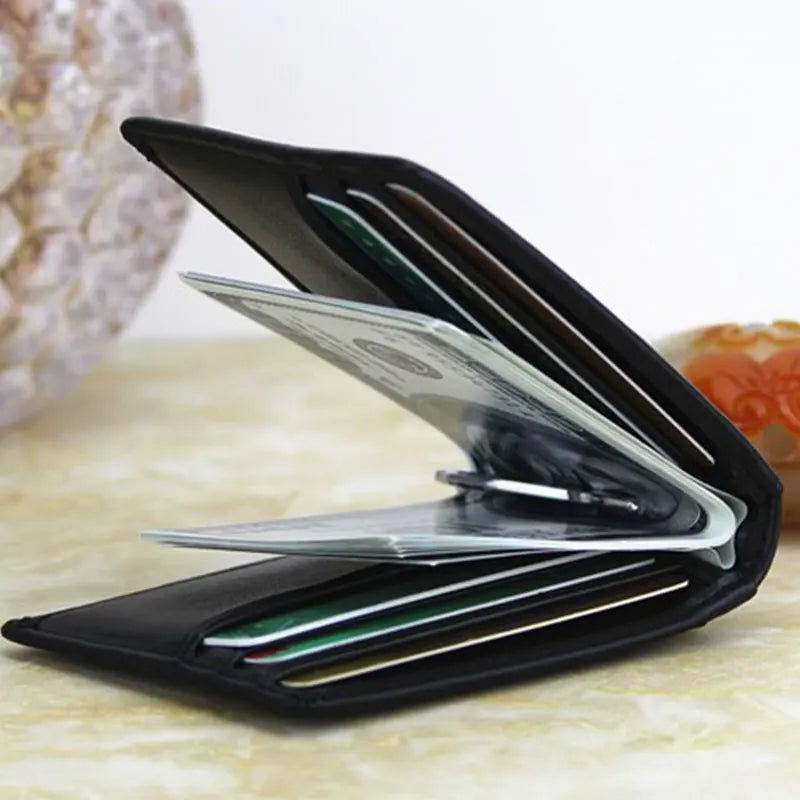 RFID Men's Slim Leather Bifold Money Clip Wallet | 10 Card Slots