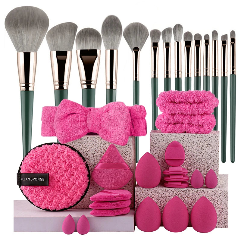 RUNTOIN 14pc & 34pc Professional Makeup Brush Set | Travel Kit