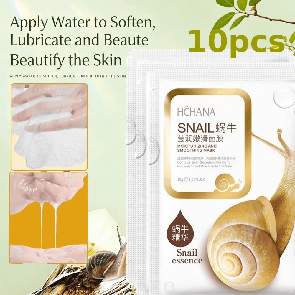 Snail Mucus Hydrating Sleeping Face Sheet Masks – 5 or 10 Pcs