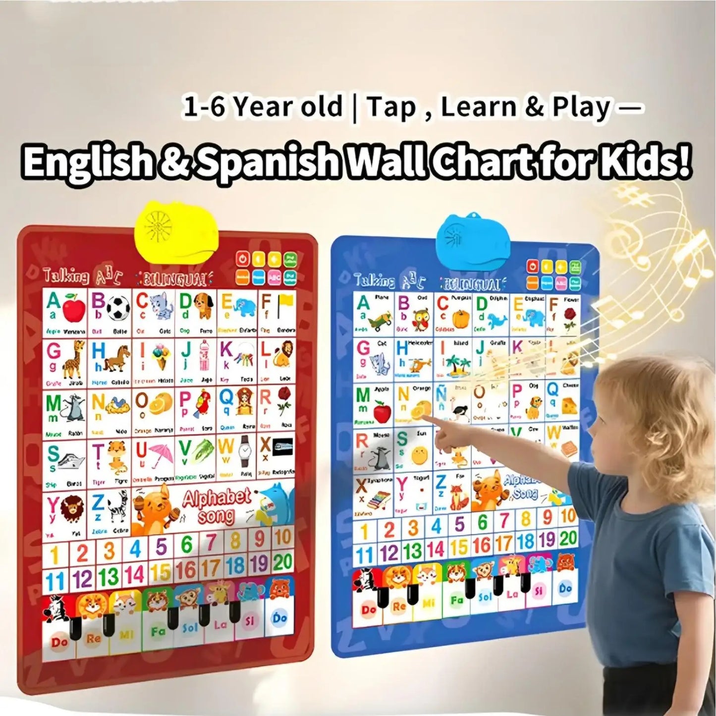 Bilingual Talking Wall Chart – English & Spanish Toddler Toy