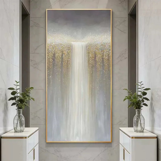 Hand Painted Canvas Oil Painting Abstract Waterfall Landscape Poster Wall Art Picture Home Decor Mural For Living Room Bedroom Peaceful Pleasures Health and Wellness