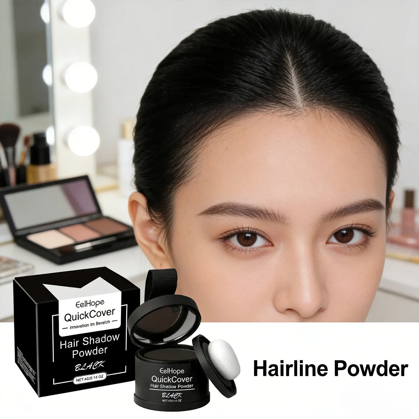 Eelhope Black Hairline Powder – Waterproof Root Cover 4g