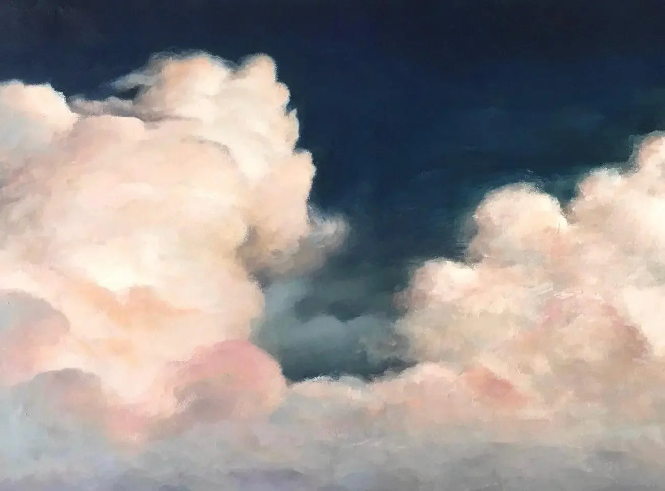 Abstract Blue Sky White Clouds Canvas Wall Art | Minimalist Print