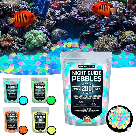 Glow in the Dark Pebbles – 200pc Luminous Garden & Aquarium Stones Decorative Garden Pebbles Oasis Select
