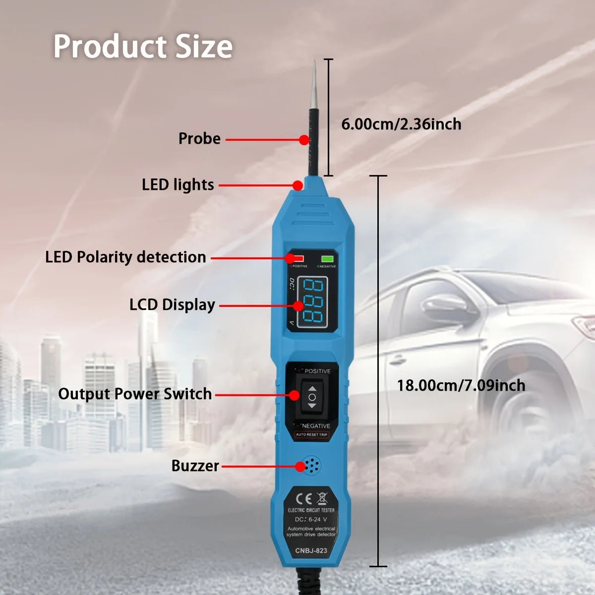 Smart Car Circuit Tester with Led Voltage Display, USB Powered, Compatible with 3.5-36V Dc Automotive Electrical Systems, Digital Multimeter Probe with Alligator Clips Peaceful Pleasures Health and Wellness
