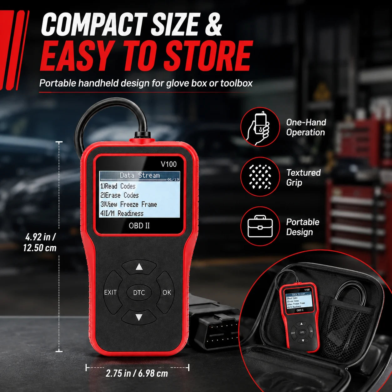 V100 Car Engine Diagnostic Tool OBD2 Fault Code Reader Check Engine Light Reset Battery Tester Peaceful Pleasures Health and Wellness