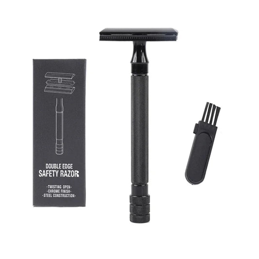 Men's Double Edge Safety Razor | Stainless Steel + Titanium Blade Safety Razor Peaceful Pleasures Health and Wellness