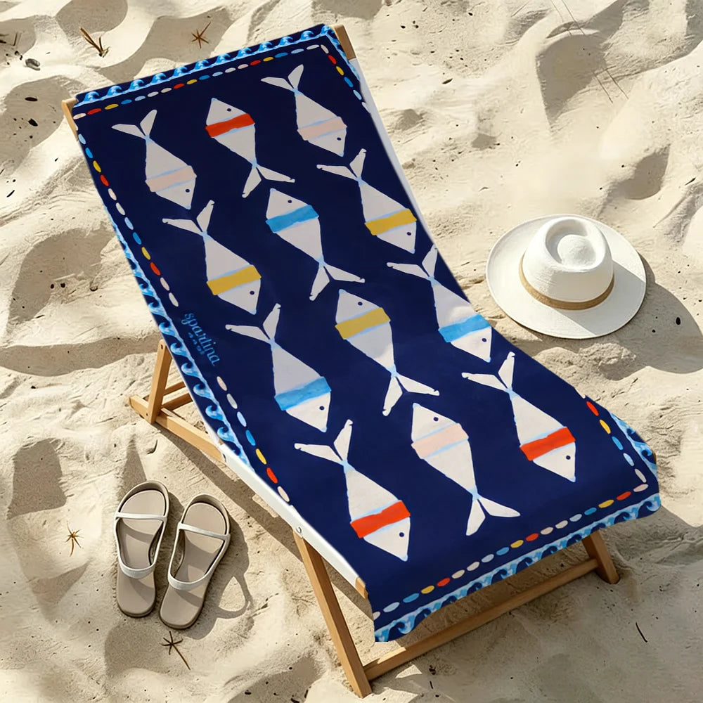 Cute Cartoon Seafood Beach Towel – Quick Dry Soft Pool Towel Quick Dry Beach Towel Peaceful Pleasures Health and Wellness