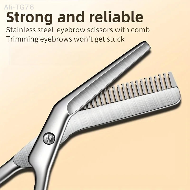 Stainless Steel Eyebrow Scissors with Comb | Precision Grooming