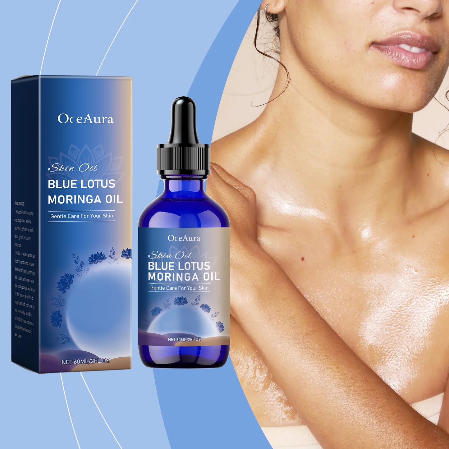 Blue Lotus & Moringa Dry Body Oil – Nourishing 60ml | OceAura