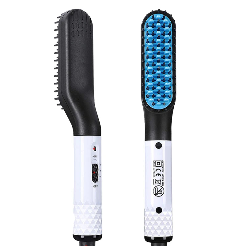Electric Hot Comb Straightener Multifunctional Quick Heated Men Beard Care Brush Beard Anti-Scald Straightener Comb Hair Tools Peaceful Pleasures Health and Wellness WHITE EU