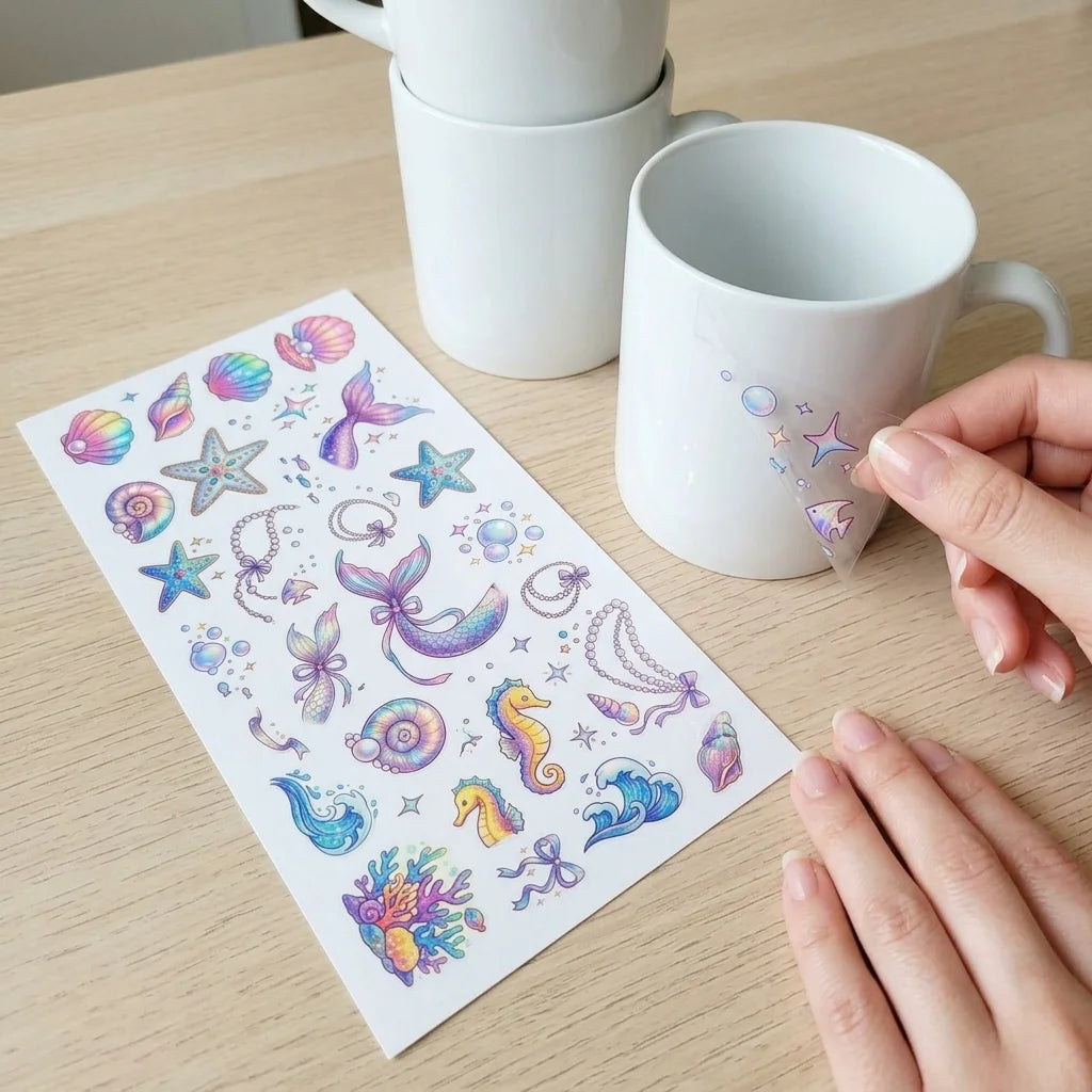Mermaid Ocean Sticker Sheet – Kids DIY Scrapbook Decals
