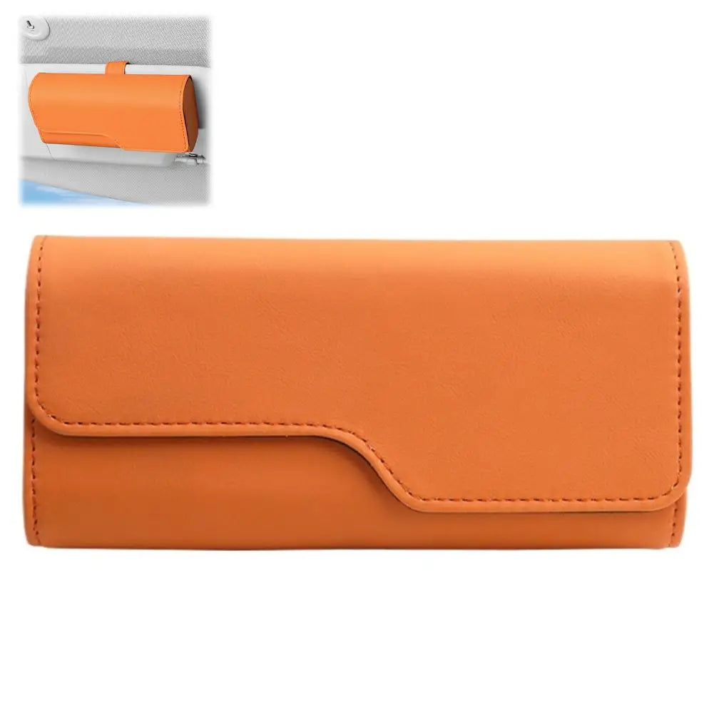 Leather Car Glasses Storage Box Sun Visor Eyeglasses Holder Clip On Auto Visor Glasses Organizer Sun Visor Eyeglasses Storage Peaceful Pleasures Health and Wellness E