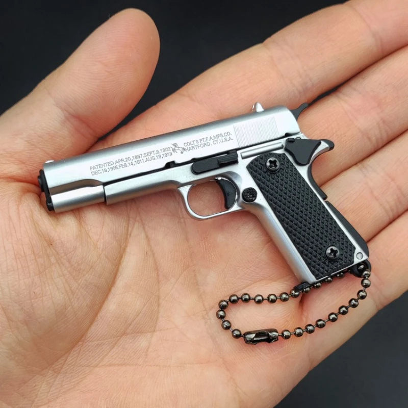 1:3 Scale Colt 1911 Pubg Detachable Tactical Pistol Metal Toy Gun Model Alloy Keychain Collection Decorations Hanging Gift Peaceful Pleasures Health and Wellness Silvery