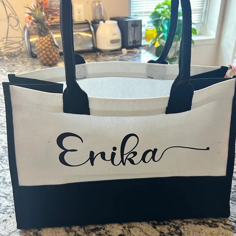 Personalized Bridesmaid Beach Tote Bag | Custom Name Wedding Gift Personalized Tote Bag Peaceful Pleasures Health and Wellness