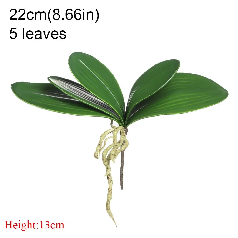 Artificial Phalaenopsis Orchid Leaf Bouquet | Faux Silk Home Decor