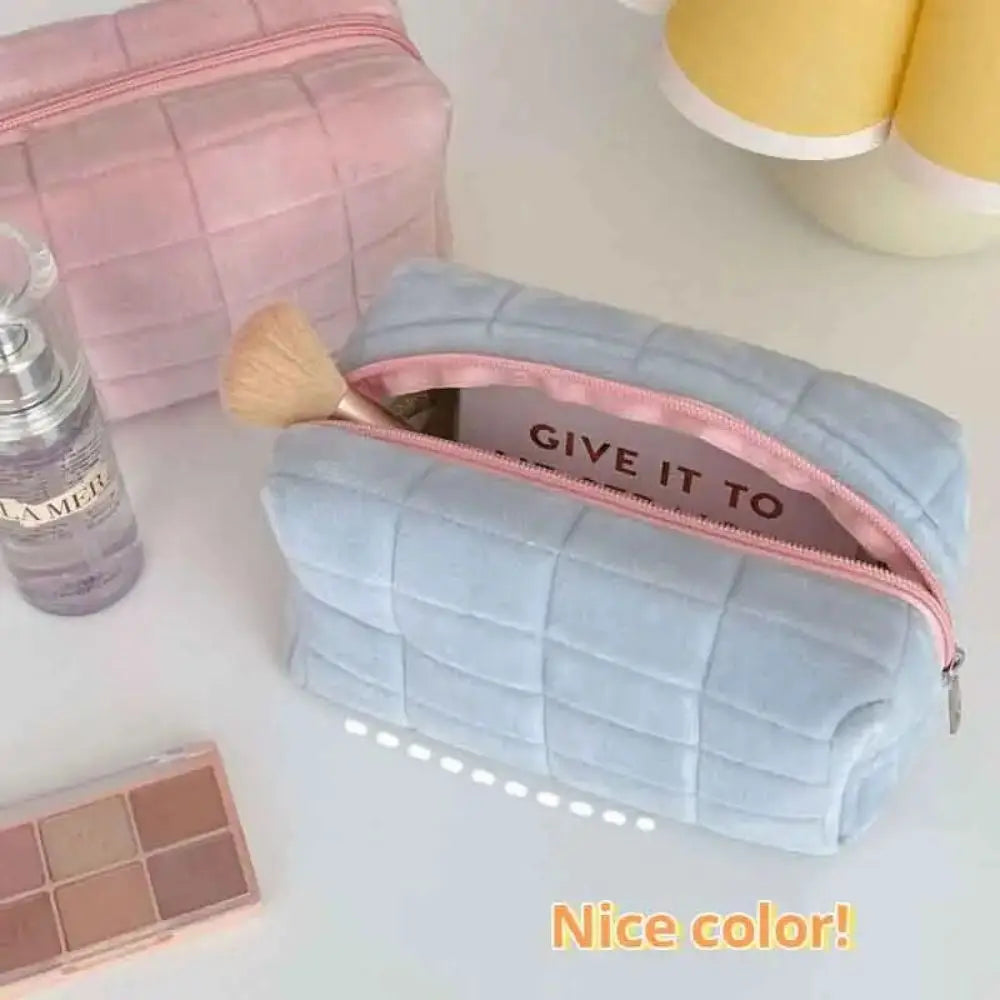 1pc Pink/White/Blue Pillow Design Cosmetic Bag Pencil Case Pen Pouch Large-capacity Student Storage Pencil Case Peaceful Pleasures Health and Wellness
