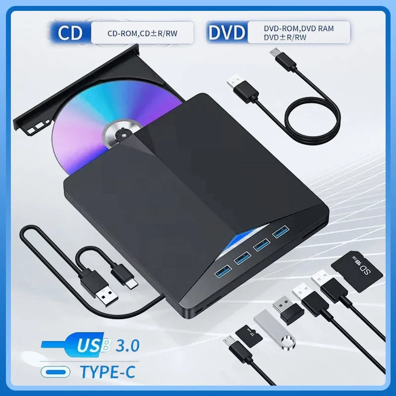 7-in-1 USB 3.0 External DVD/CD Burner Drive for Laptop & PC