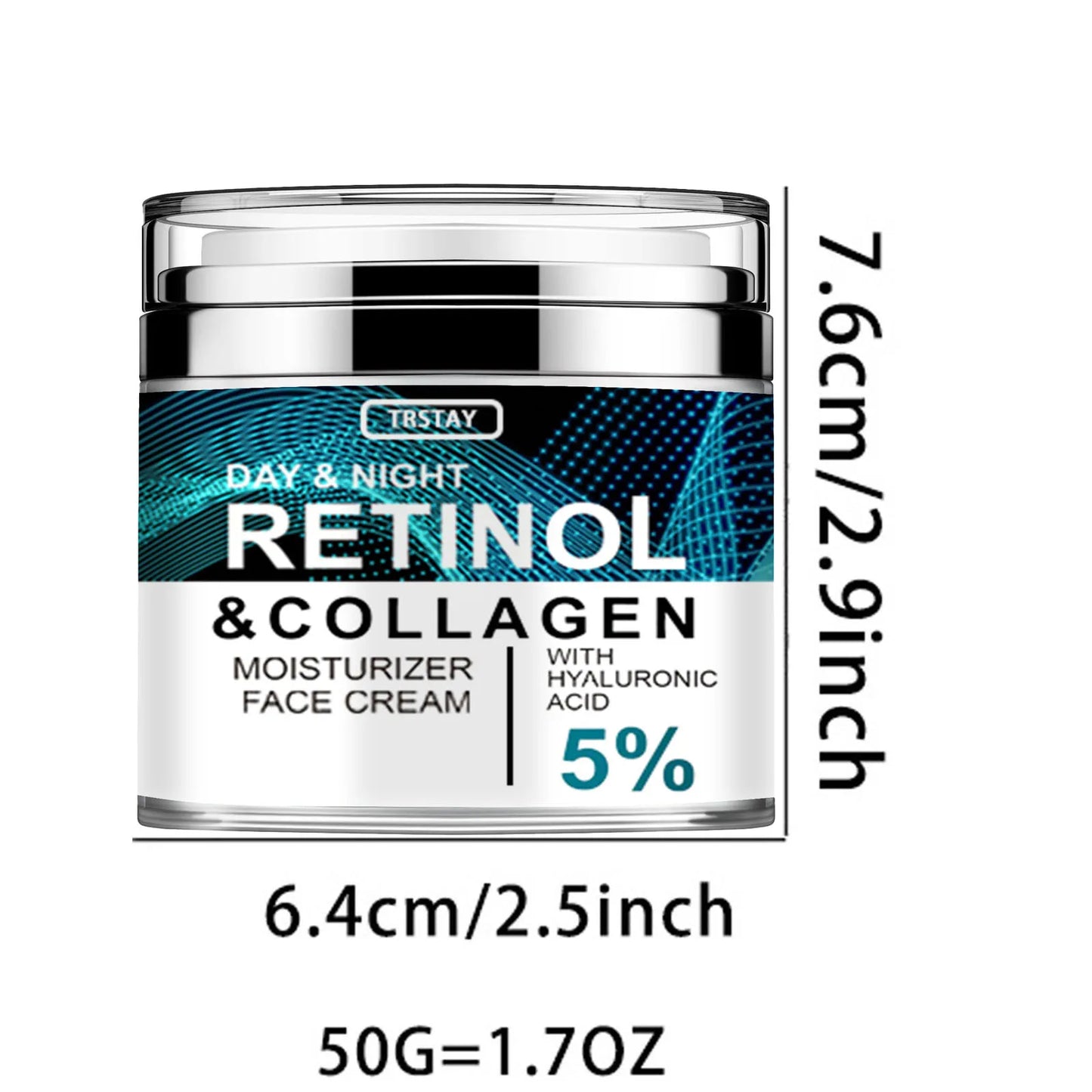 Collagen Retinol Hyaluronic Acid Cream, Retinol and Collagen Face Cream, Anti Againg Collagen Retinol Hyaluronic Acid Cream Peaceful Pleasures Health and Wellness 50G