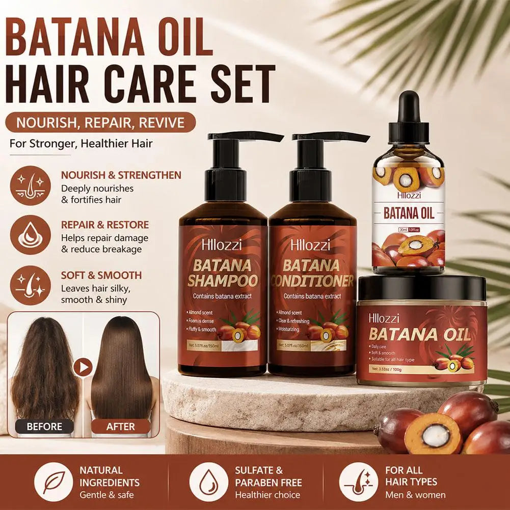 Batana Strengthening Hair Shampoo Conditioner Anti Frizzy Moisturizing Scalp Soften Hair Smoothing Repair Damaged Hair Care Set Peaceful Pleasures Health and Wellness