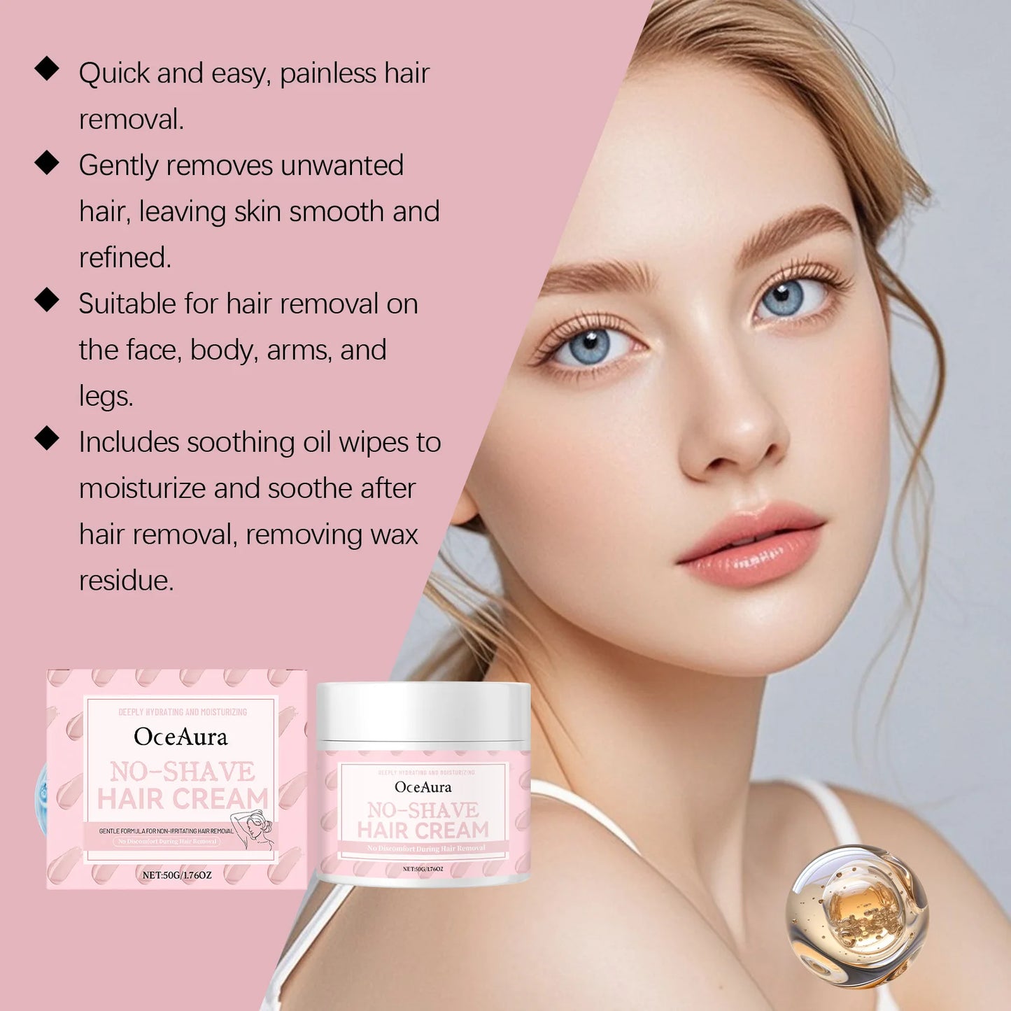 OceAura Gentle Hair Removal Cream for Men – Smooth Skin 50g