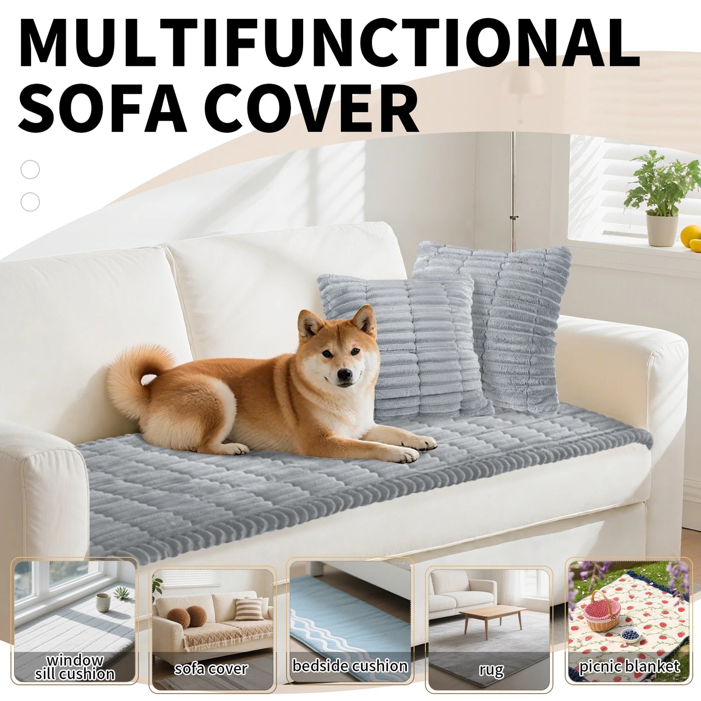 New Corduroy Sofa Towel Winter Warm Thickening Plush Universal Cushion Couch Cover L-shaped Sectional Anti-slip Modern Slipcover Peaceful Pleasures Health and Wellness