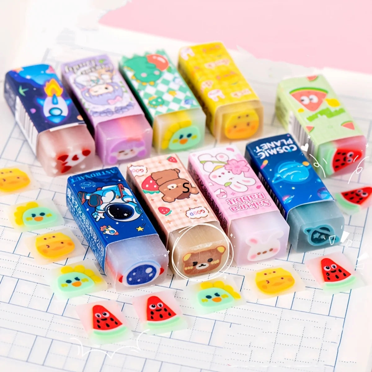 15-Piece Fruit-Shaped Erasers | Dust-Free Jelly Erasers for Kids