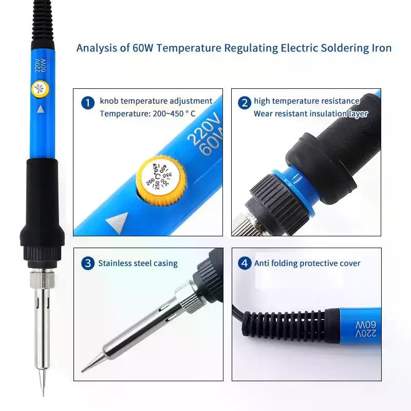 60W Adjustable Electric Soldering Iron Kit – 110V/220V