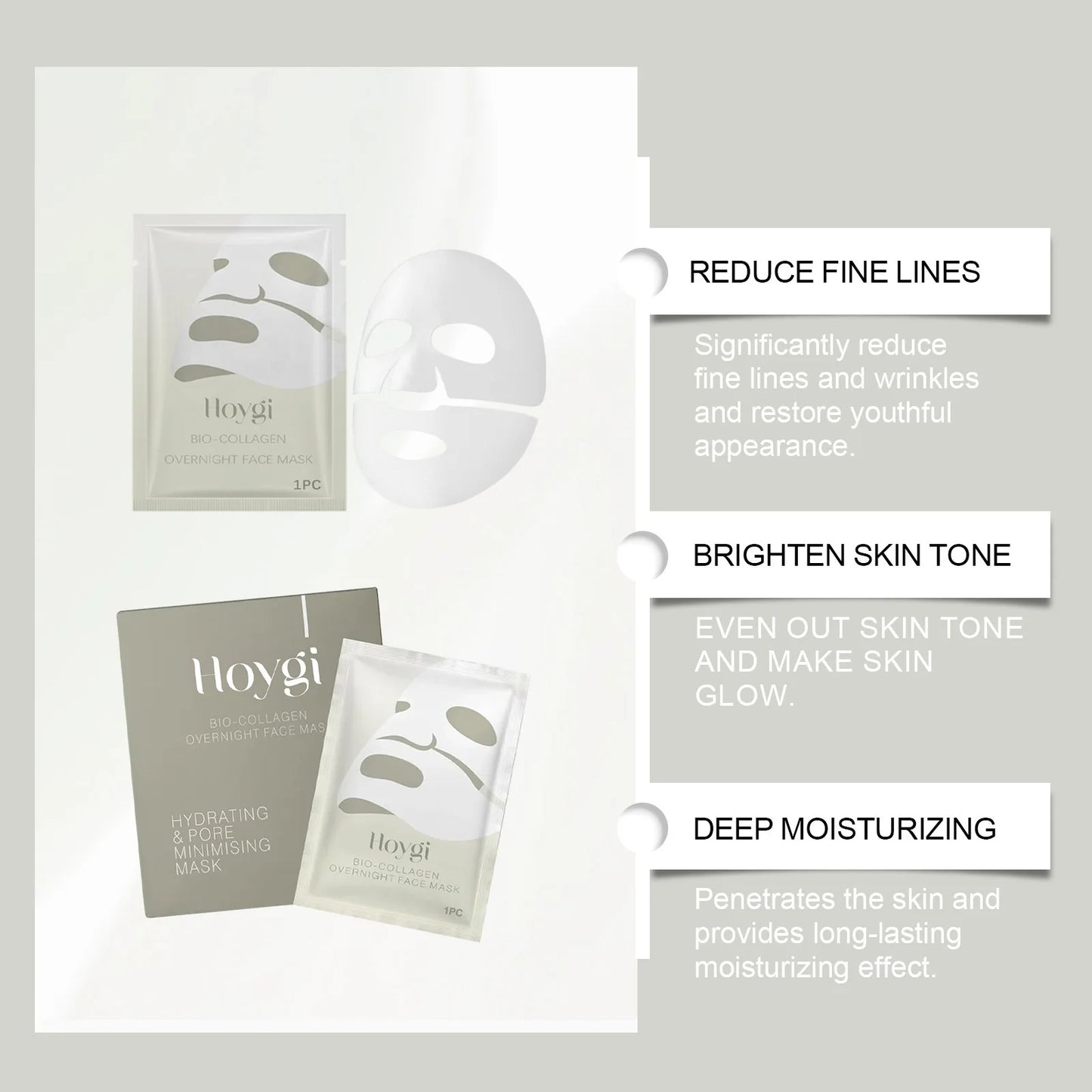 Bio Collagen Face Mask Lifting Firming Anti-aging Shrink Pore Brightening Korean Skin Care Moisturizing Refreshing Sheet Mask Peaceful Pleasures Health and Wellness