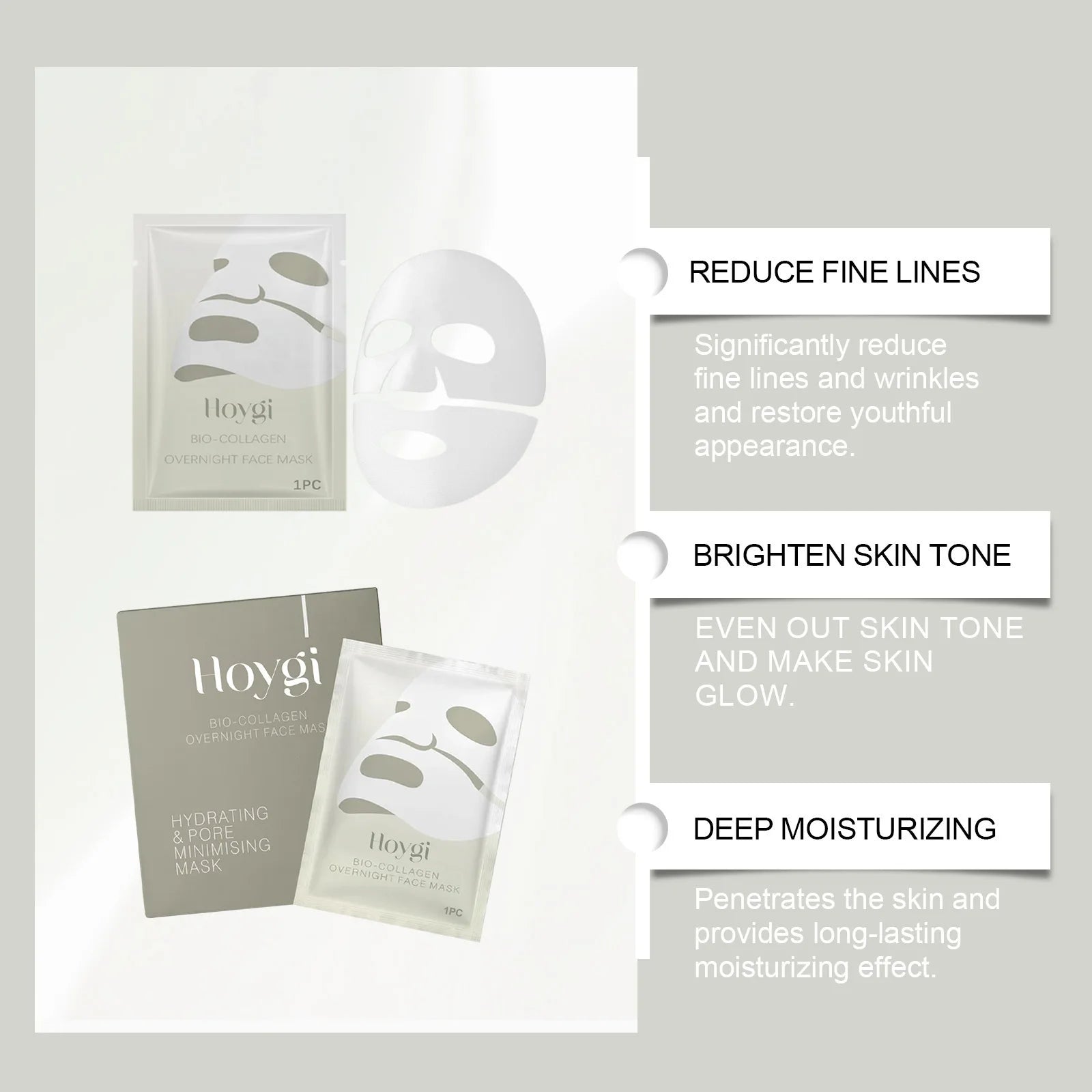 Bio Collagen Face Mask Lifting Firming Anti-aging Shrink Pore Brightening Korean Skin Care Moisturizing Refreshing Sheet Mask Peaceful Pleasures Health and Wellness