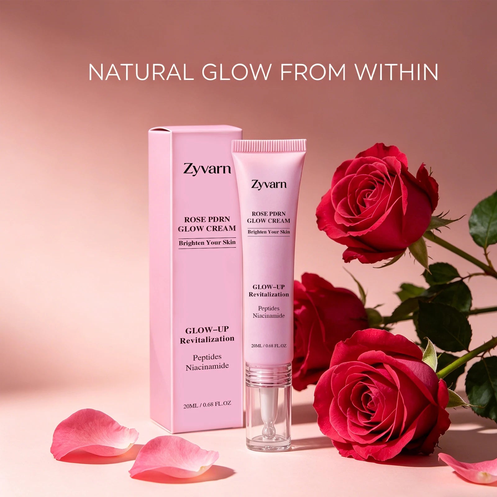 Pure Rose PDRN Glow Boost Cream Rejuvenating Long-lasting Hydration for Natural Radiant Skin Nicotinamide & Peptide Facial Cream Peaceful Pleasures Health and Wellness