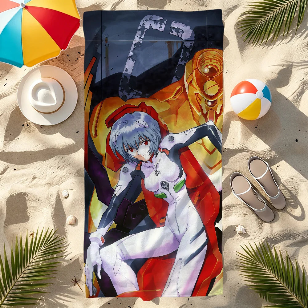 Rei EVA Anime Quick-Dry Beach Towel | Soft Microfiber Pool Towel Anime Beach Towel Peaceful Pleasures Health and Wellness
